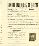Registo de matricula de cocheiro profissional em nome de Ramiro Braga, morador em Sintra, com o nº de inscrição 635.