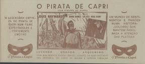 Programa do filme "O Pirata de Capri" com a participação de Louis Hayward, Binnie Barnes, Alan Curtis e Mikhail Rasumny.