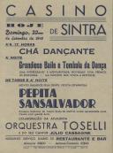 Programa de Chá Dançante, com a participação de Pepita Sansalvador e a orquestra Toselli, no dia 22/09/1946.