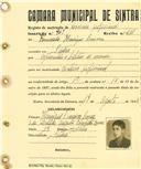 Registo de matricula de cocheiro profissional em nome de Fernando Henrique Cosme, morador em Sintra, com o nº de inscrição 907.