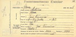 Recenseamento escolar de António Firmino, filho de José Firmino, morador no Penedo.
