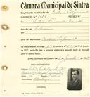 Registo de matricula de cocheiro profissional em nome de António Fernandes [Gavinho], morador em Galamares, com o nº de inscrição 1076.