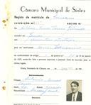 Registo de matricula de carroceiro em nome de António Nunes Torres Júnior, morador em Janas, com o nº de inscrição 2087.