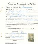 Registo de matricula de carroceiro em nome de Joaquim Jerónimo, morador em Pero Pinheiro, com o nº de inscrição 2137.