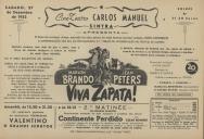 Programa do filme "Viva Zapata!" relizado por Elia Kazan com a participação de Marlon Brando e Jean Peters. 