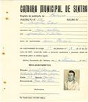 Registo de matricula de carroceiro em nome de Augusto Pedro, morador em Mem Martins, com o nº de inscrição 376.