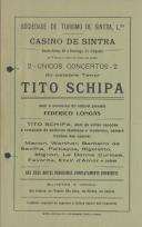 Programa de espetáculos com a participação do tenor Tito Schipa.