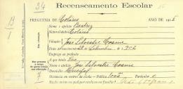 Recenseamento escolar de Beatriz Cosme, filha de José Silvestre Cosme, moradora no Mucifal.