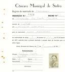 Registo de matricula de carroceiro em nome de Alexandre da Costa Barbosa, morador no Telhal, com o nº de inscrição 1920.