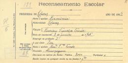 Recenseamento escolar de Hermínia  Tomáz, filha de Henrique Francisco Tomáz, moradora em Almoçageme.