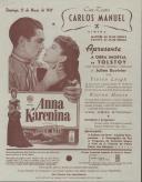 Programa do filme "Anna Karenina" realizado por Julian Duvivier com a participação de Vivien Leigh e Kieron Moore.