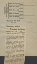 Romancistas Católicos concedem a Francisco Costa em 1950 o prémio Ricardo Malheiros da Academia de Ciencias - Galardão Acedemico, publicado no Jornal "Notícias de Beja", de Beja.