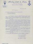 Carta do Hóquei Club de Sintra enviada ao Presidente Américo Tomás pedindo que contribua com generosidade para ajudar as crianças desfavorecidas de Sintra.