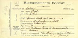 Recenseamento escolar de Berta Nascimento, filha de António Pinto de Nascimento, moradora no Penedo.