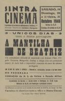 Programa do filme "A mantilha de Beatriz" com a participação dos atores António Vilar, Virgílio Teixeira, Margarita Andrey e Nelga Line.