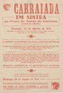 Programa da Grandiosa Garraiada no Campo da Portela de Sintra promovida por uma comissão de Senhoras a favor da Escola de Santa Maria na Vila Velha em Sintra a 24 de agosto de 1941.
