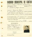 Registo de matricula de cocheiro profissional em nome de António Jorge Marcos, morador em Covas de Ferro, com o nº de inscrição 967.