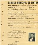Registo de matricula de cocheiro profissional em nome de António Francisco Cosme, morador no Mucifal, com o nº de inscrição 985.
