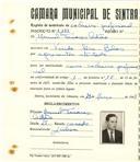 Registo de matricula de cocheiro profissional em nome de Manuel Tavares Adão, morador em Venda Seca (Belas), com o nº de inscrição 1103.
