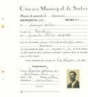 Registo de matricula de carroceiro em nome de Domingos António, morador na Penha Longa, com o nº de inscrição 1681.