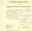 Registo de um veiculo de duas rodas tirado por dois animais de espécie bovina destinado a transporte de mercadorias em nome de José Domingos Bordalo, morador em Magoito.