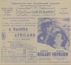 Programa do filme "A Rainha Africana" realizado por John Huston com a participação de Humphrey Bogart, Katharine Hepburn.