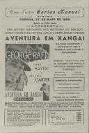 Programa do filme "Aventura em Xangai" realizado por Edwin L. Marin com a participação de George Raft, June Havoc e Helena Carter.