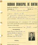 Registo de matricula de carroceiro de 2 bois ou vacas em nome de Caetano Sequeira Bordalo, morador em Azenhas do Mar, com o nº de inscrição 388.