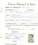 Registo de matricula de carroceiro em nome de Júlio Sequeira Cosme, morador no Mucifal, com o nº de inscrição 2129.