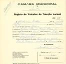Registo de um veiculo de duas rodas tirado por dois animais de espécie bovina destinado a transporte de mercadorias em nome de Frederico Vidal, morador em Lisboa.