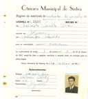 Registo de matricula de veículos de tração animal em nome de Norberto Peralta Alves, morador em Eguaria, com o nº de inscrição 2010.