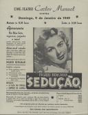 Programa do filme "Sedução" com a participação de Ingrid Bergman.