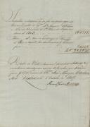 Recibo de pagamento de despesas da posse da Comenda de Santa Maria de Serpa referente ao ano de 1803 feito por Manuel José de Miranda ao Marquês de Marialva.