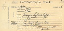 Recenseamento escolar de Júlio Pedro, filho de Joaquim António Pedro, morador na Boca da Mata.