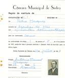 Registo de matricula de carroceiro em nome de Pedro Marques, morador em Azenhas do Mar, com o nº de inscrição 2112.
