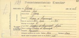 Recenseamento escolar de José Assunção, filho de Luiza de Assunção, morador na Eugaria.