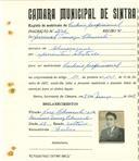 Registo de matricula de cocheiro profissional em nome de Juvenal Tomás Clemente, morador em Almoçageme, com o nº de inscrição 1106.