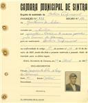 Registo de matricula de cocheiro profissional em nome de Guilherme da Silva, morador em Sintra, com o nº de inscrição 869.