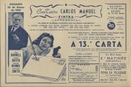 Programa do filme "A 13ª Carta" com a participação de Linda Darnell, Charles Boyer, Michael Rennie e Constance Smith.