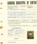 Registo de matricula de cocheiro amador em nome de Gabriel Sousa Morais, morador na Quinta do Granjal, com o nº de inscrição 946.