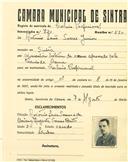 Registo de matricula de cocheiro profissional em nome de António Luís Soares Júnior, morador em Sintra, com o nº de inscrição 721.