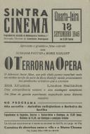 Programa do filme "O terror na opera" com a participação dos atores Susanna Foster e Boris Karloff.