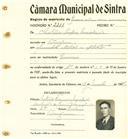Registo de matricula de carroceiro de 2 ou mais animais em nome de António Lopes Machado, morador na Terrugem, com o nº de inscrição 2218.