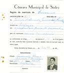 Registo de matricula de carroceiro em nome de Jaime de Almeida Guimarães Prudêncio, morador em Eguaria, com o nº de inscrição 2106.