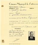 Registo de matricula de cocheiro profissional em nome de Joaquim Monteiro, morador em Paiões, com o nº de inscrição 1143.
