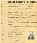 Registo de matricula de cocheiro profissional em nome de Fernando Augusto Leandro, morador em Paiões, com o nº de inscrição 987.