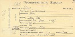 Recenseamento escolar de Guilhermina Félix, filha de Matias Félix, moradora na Ulgueira.