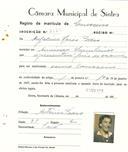 Registo de matricula de carroceiro em nome de Angelina Maria Pedro, moradora em Arneiro dos Marinheiros, com o nº de inscrição 2148.