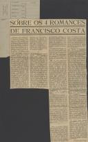 Sobre os 4 romances de Francisco Costa, por Frederico José Peironê - Opinião, publicado no Jornal "Novidades", de Lisboa.