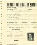 Registo de matricula de cocheiro profissional em nome de António de Jesus Caldeira, morador no Cacém, com o nº de inscrição 678.